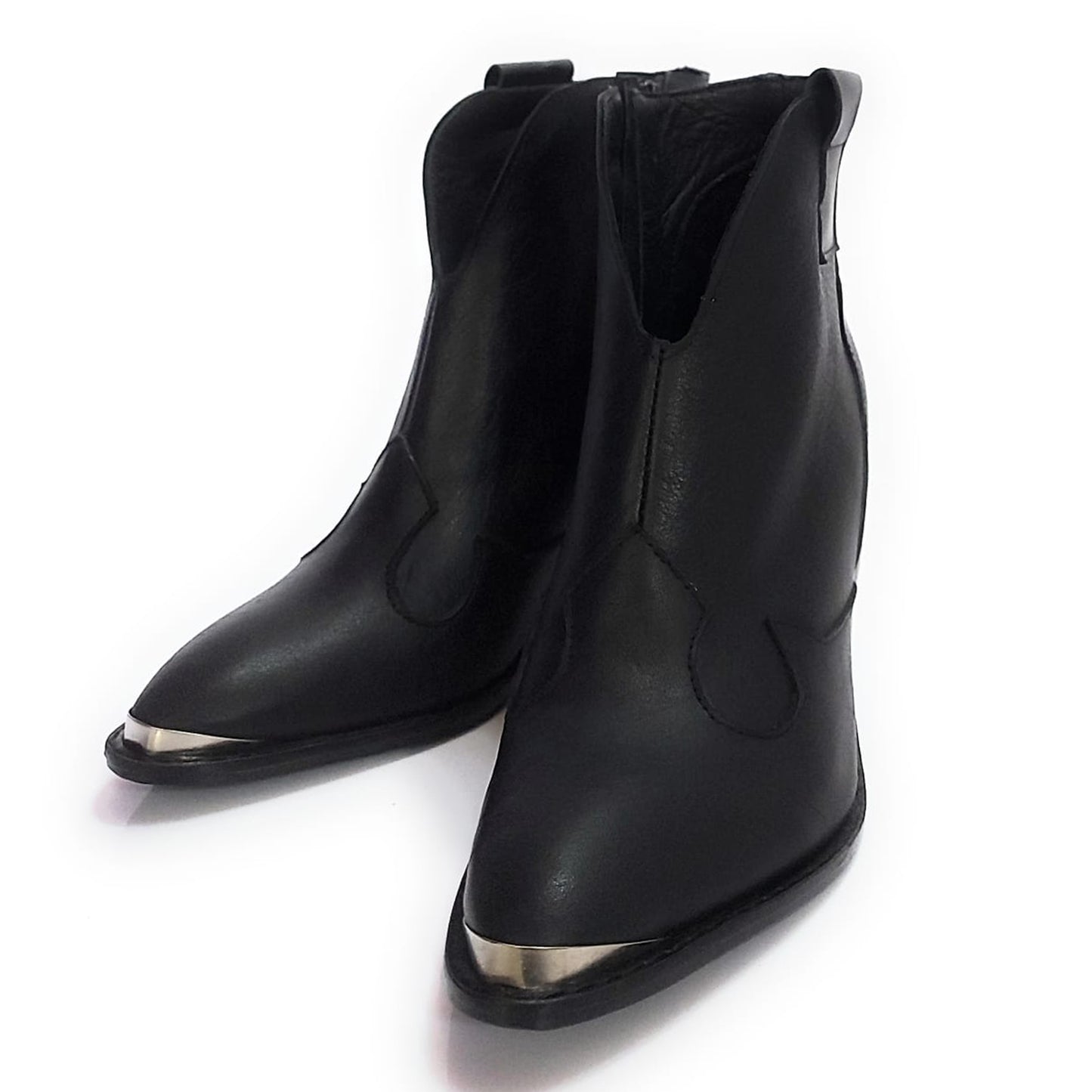 Botas Texanas Mujer de Cuero Negro Charro Hechas a Mano Quica Calera