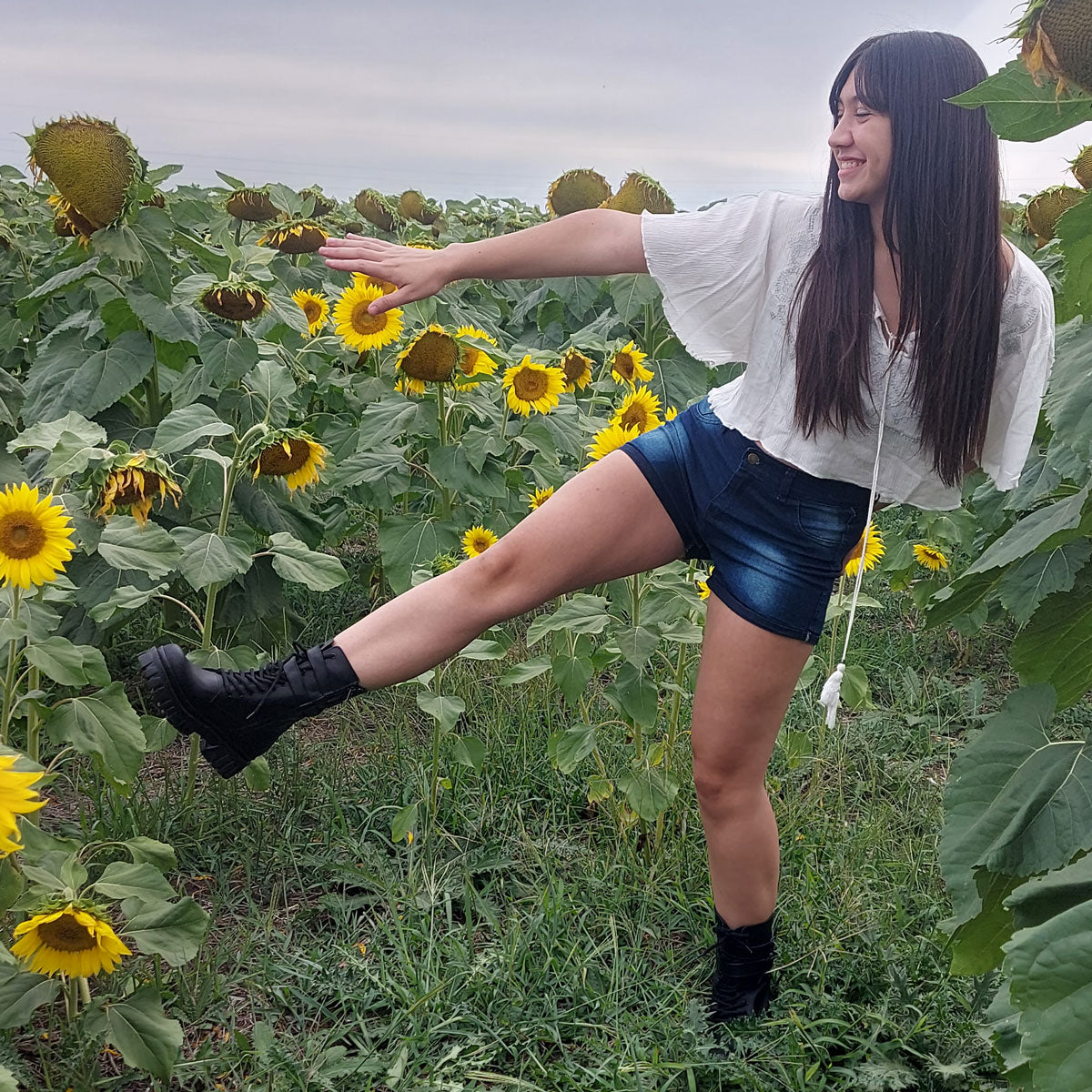 Bottes militaires Quica Andes pour femme, cuir de vache, mi-mollet