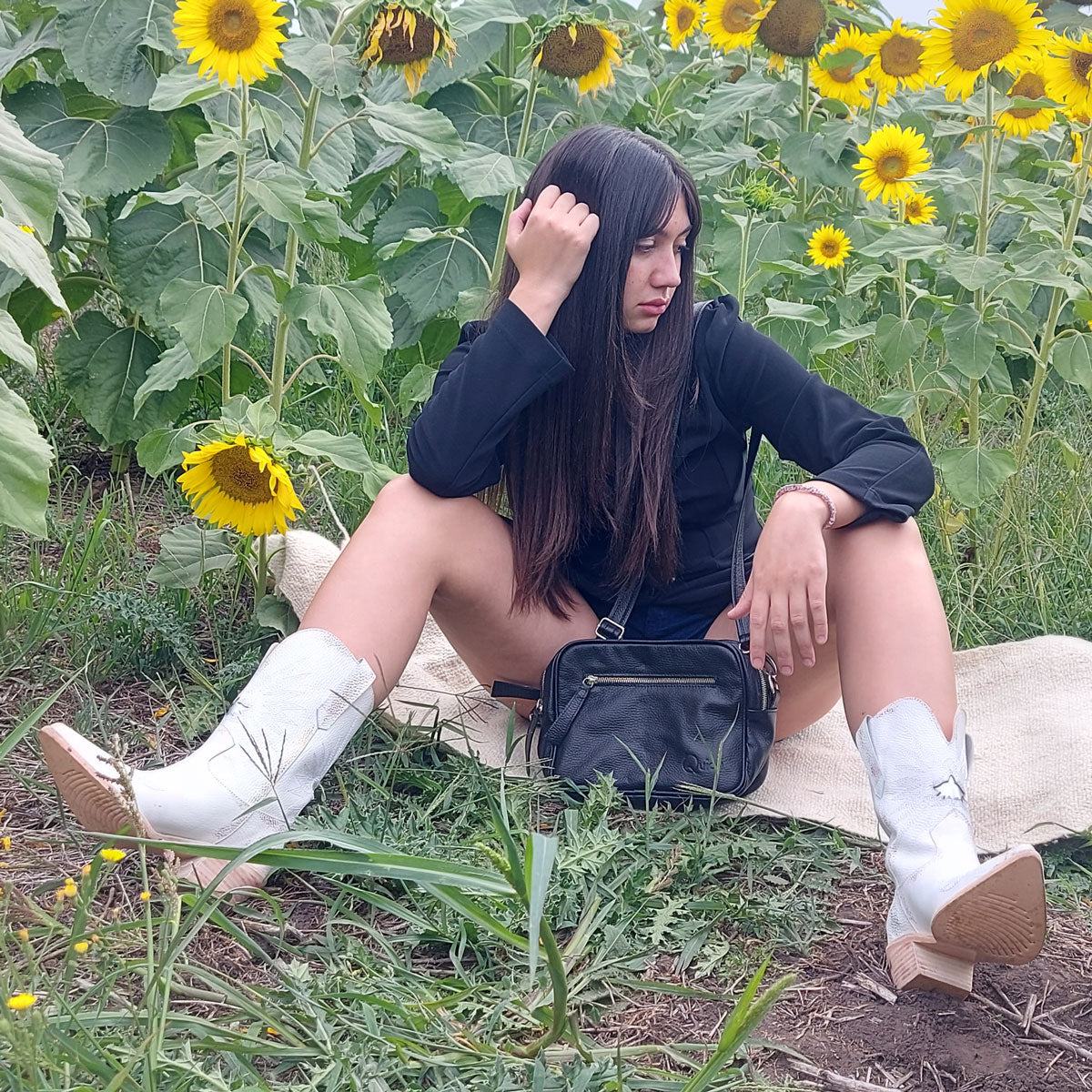 Botas Texanas de Cuero para Mujer con Bordado y Detalles Gastados Quica Catedral