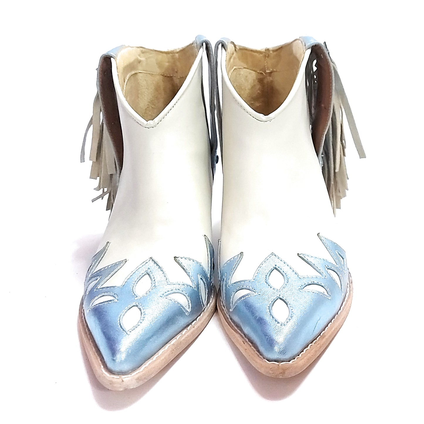 Botas Texanas Cortas Mujer Charros Cuero Flecos Quica Motoco