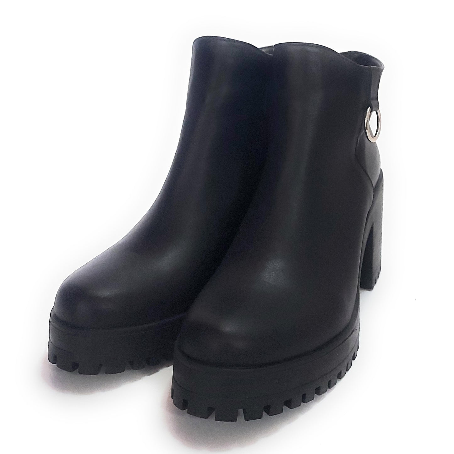 Bota Botineta Mujer Elegante Vestir Plataforma Cuero Negro Quica Garza