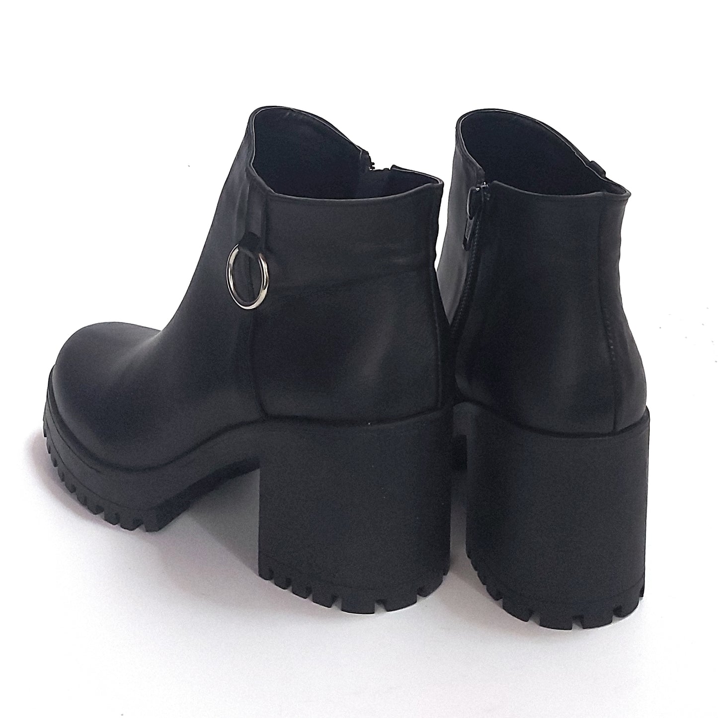 Bota Botineta Mujer Elegante Vestir Plataforma Cuero Negro Quica Garza