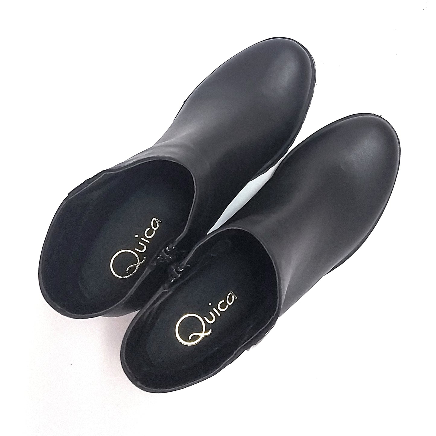 Bota Botineta Mujer Elegante Vestir Plataforma Cuero Negro Quica Garza