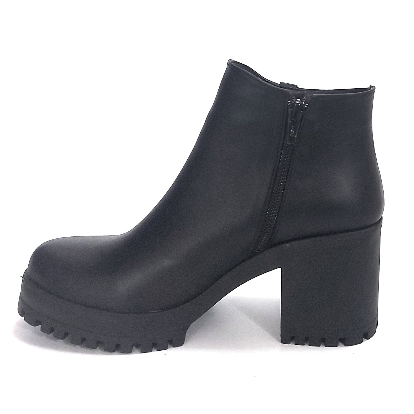 Bota Botineta Mujer Elegante Vestir Plataforma Cuero Negro Quica Garza