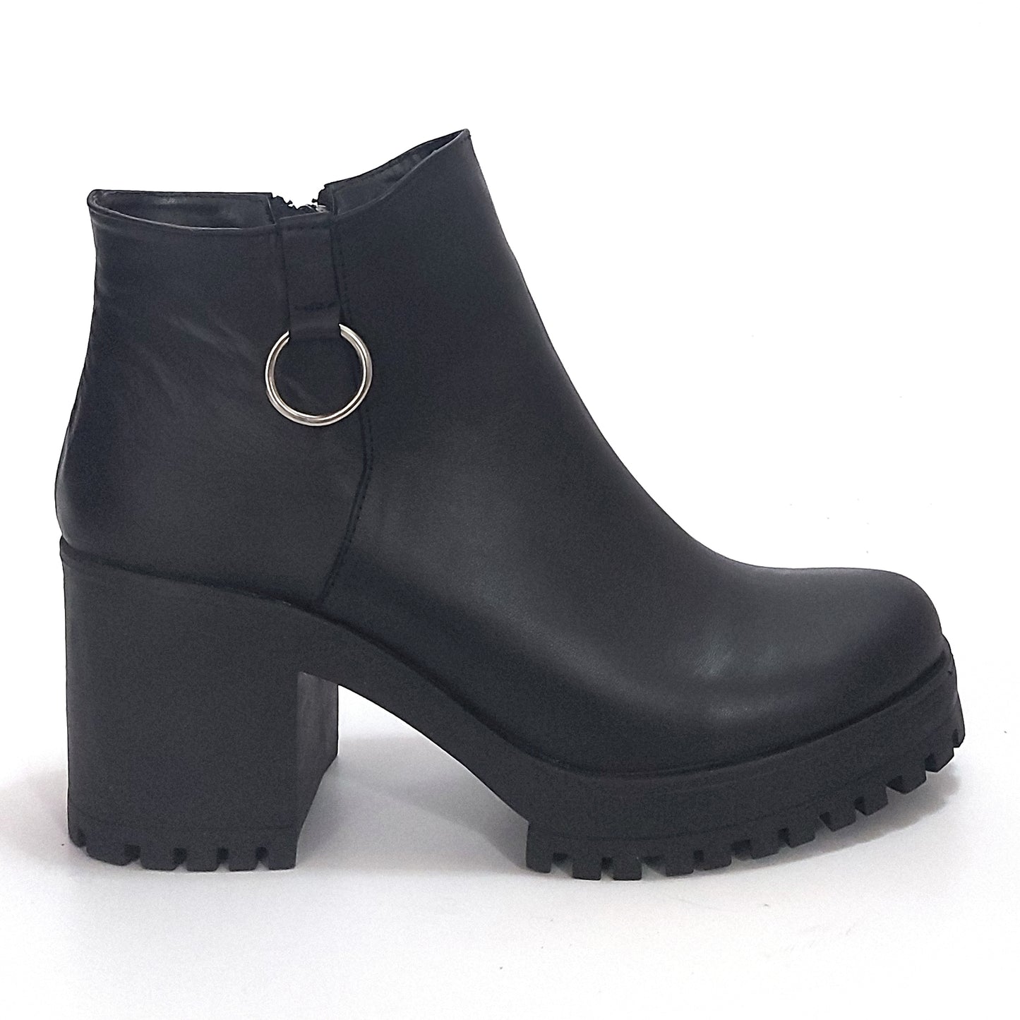 Bota Botineta Mujer Elegante Vestir Plataforma Cuero Negro Quica Garza