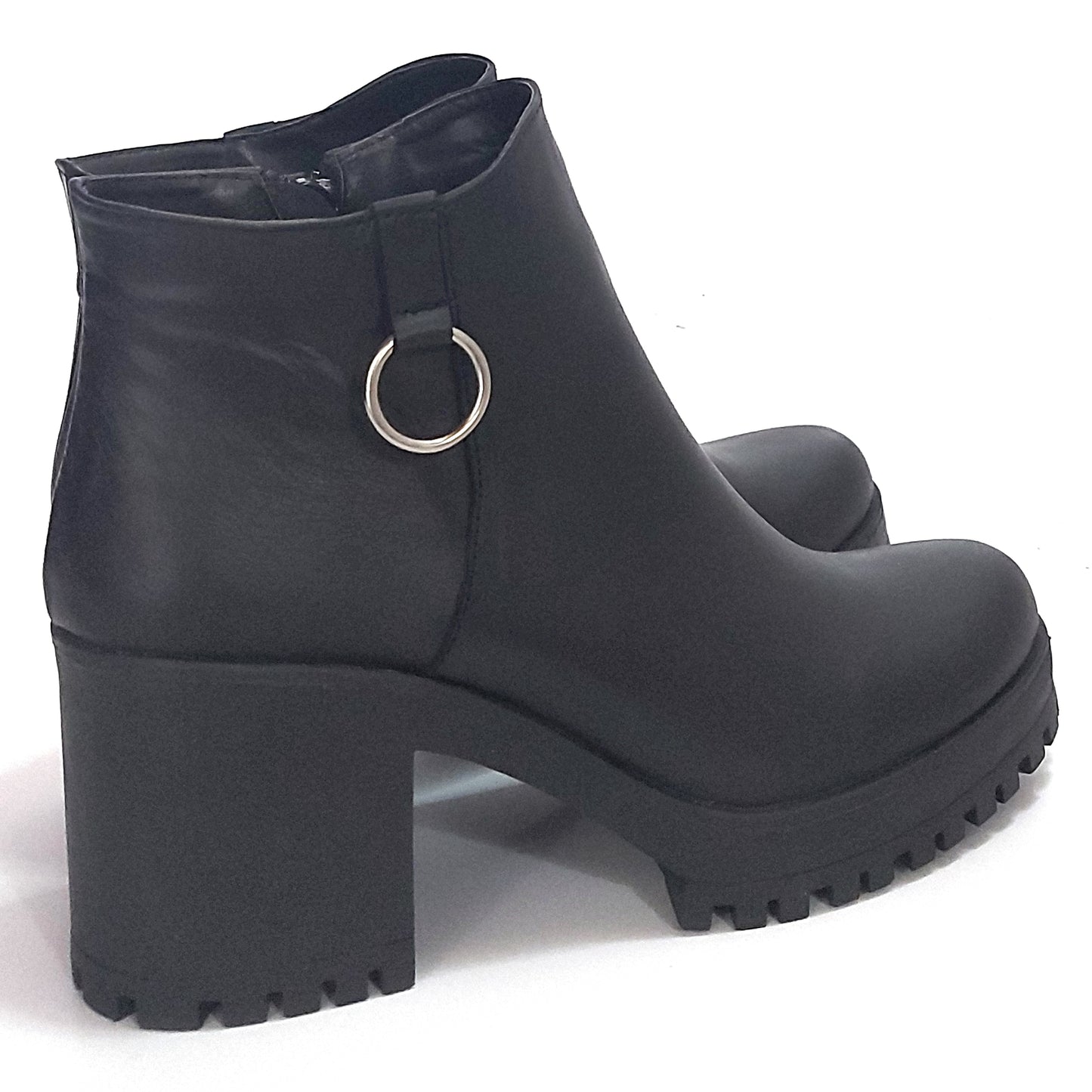 Bota Botineta Mujer Elegante Vestir Plataforma Cuero Negro Quica Garza