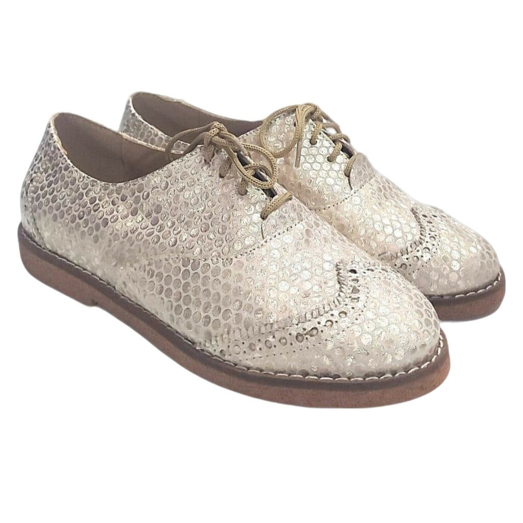 Zapatos Oxford Mujer Acordonado Cuero Picado Quica Baires
