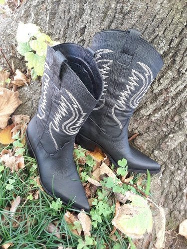 Botas Texanas Mujer Cuero Bordadas Quica Cardales