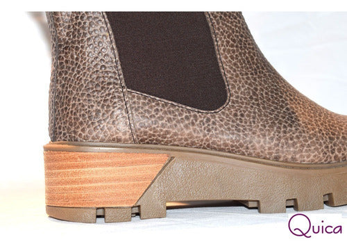 Botas Borcego Mujer Urbana Cuero Graneado Visón Quica Gesell