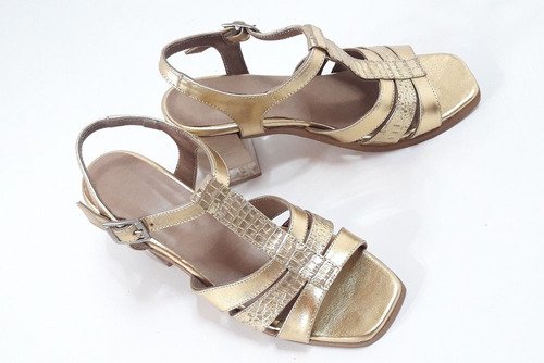 Sandalias Guillermina Cuero Taco Madera Acrílico Quica