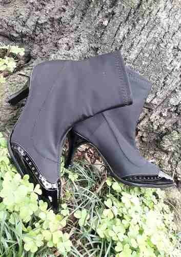 Bota Botineta Vestir Neoprene Y Cuero Negro Quica Puelo