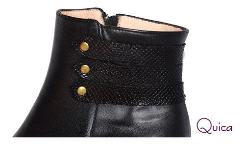 Botas Mujer Taco Chino Cinturón Reptil Otoñoinv. Quica Lujan
