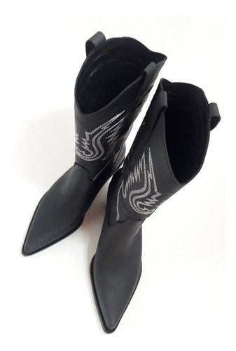 Botas Texanas Mujer Cuero Bordadas Quica Cardales