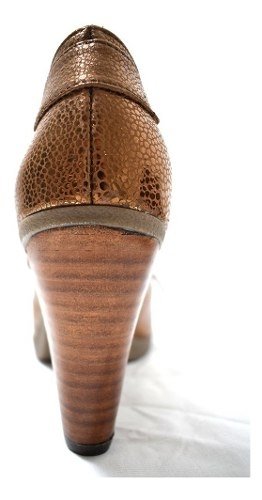 Zapato Bota Acordonado Taco Cuero Cobre Únicos Quica Maimara