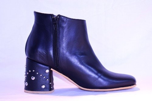 Bota Botineta Vestir Cuero Taco Cuadrado Tachas Quica Trelew