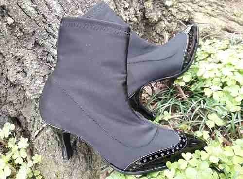 Bota Botineta Vestir Neoprene Y Cuero Negro Quica Puelo