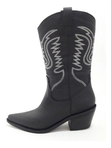 Botas Texanas Mujer Cuero Bordadas Quica Cardales