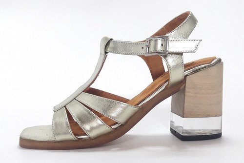 Sandalias Guillermina Cuero Taco Madera Acrílico Quica