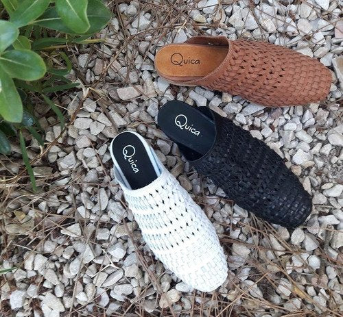 Mules Mujer Trend Chatas Flats Tejidas Cuero Quica Catamarca