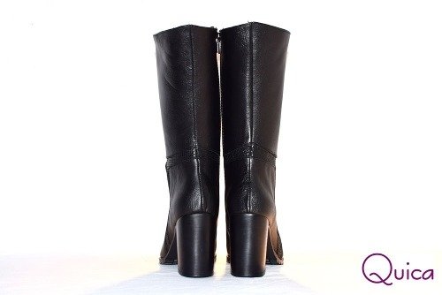 Botas Vestir Cuero Negro Taco Separado Quica Gisel
