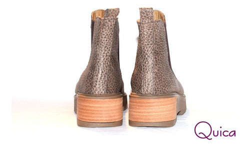 Botas Borcego Mujer Urbana Cuero Graneado Visón Quica Gesell