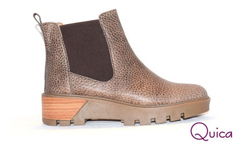 Botas Borcego Mujer Urbana Cuero Graneado Visón Quica Gesell