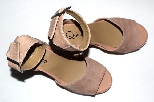 Sandalias Plataforma Taco Palo Cuero Gamuza Nude Quica Lules