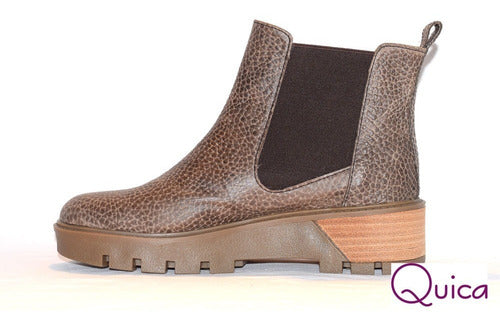 Botas Borcego Mujer Urbana Cuero Graneado Visón Quica Gesell