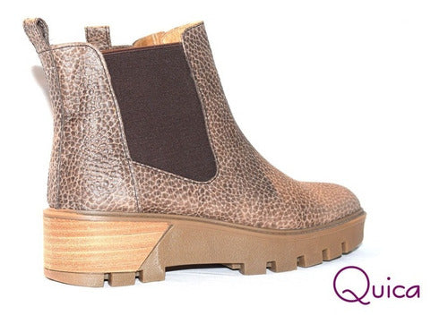 Botas Borcego Mujer Urbana Cuero Graneado Visón Quica Gesell