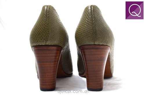 Increíble Zapatos De Mujer Cuero Verde Seco Quica Magdalena