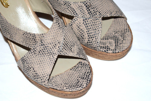 Sandalias Plataforma Corcho Print Reptil Quica Estero Nº 37