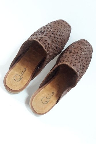 Mules Mujer Trend Chatas Flats Tejidas Cuero Quica Catamarca