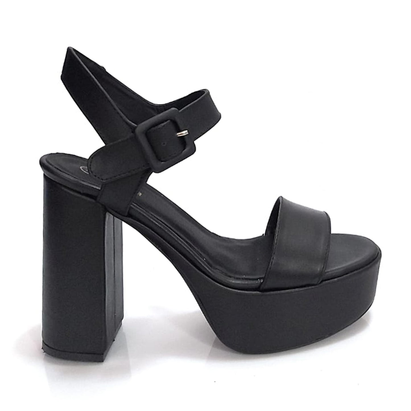 Sandalias Cuero Negro Plataforma Elegante para Mujer Estilo Fiesta y Noche Quica Limay