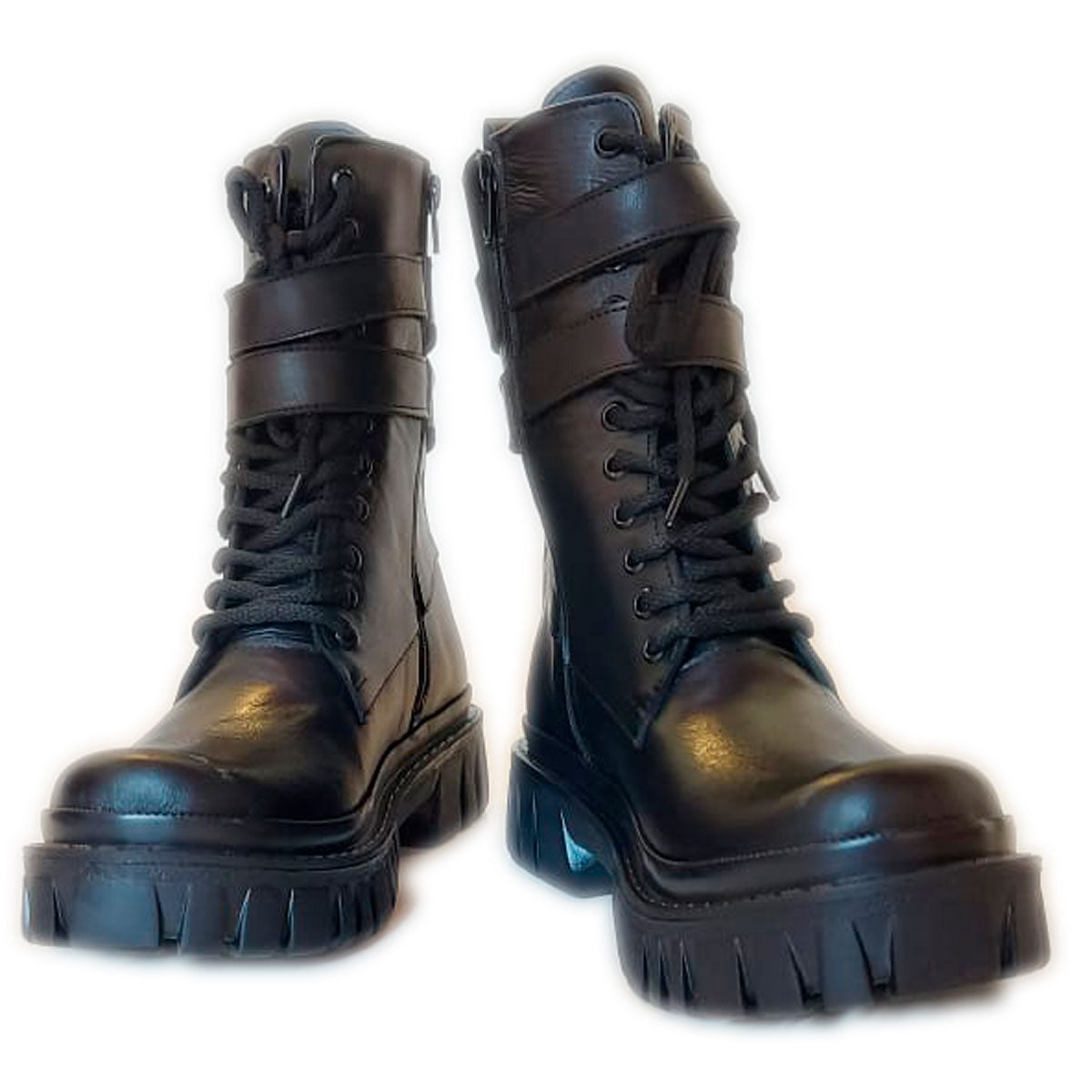 Botas Estilo Militar Mujer Cuero Vacuno Caña Media Quica Andes