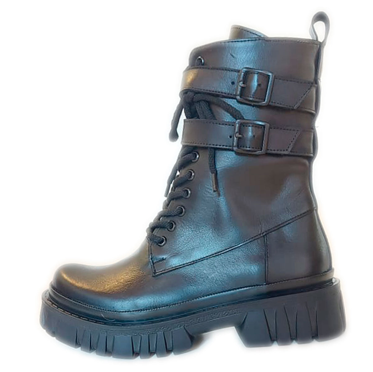 Botas Estilo Militar Mujer Cuero Vacuno Caña Media Quica Andes