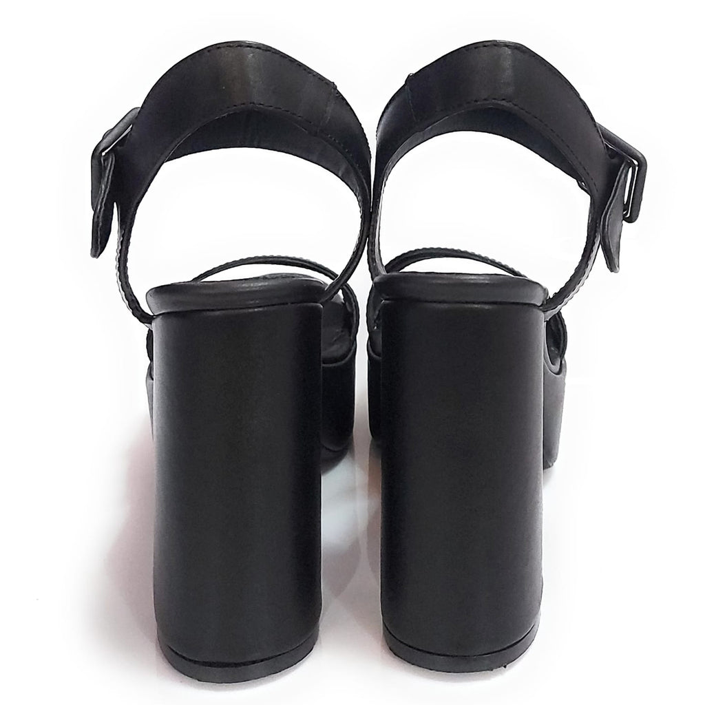 Sandalias Cuero Negro Plataforma Fiesta Quica Limay