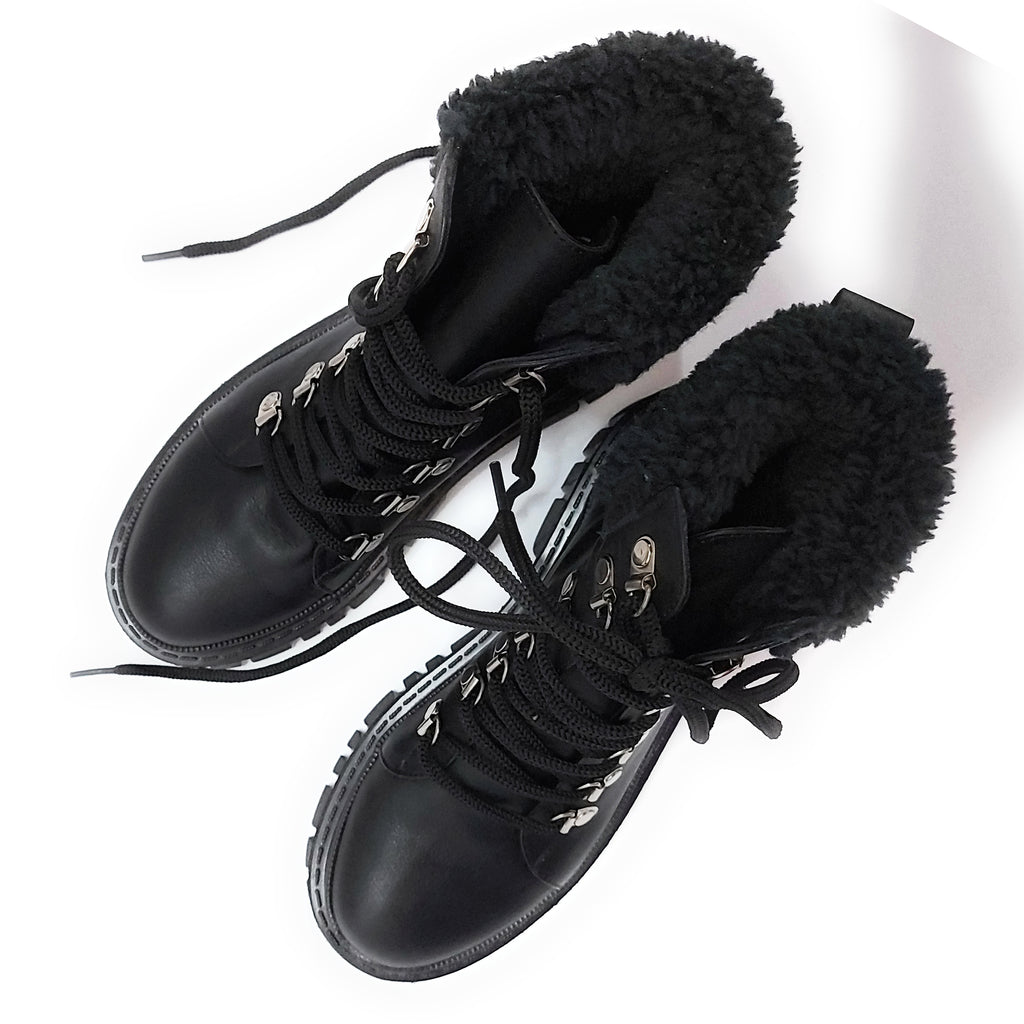 Botas Borcegos Cuero y Corderito Livianos Mujer Quica Pinamar