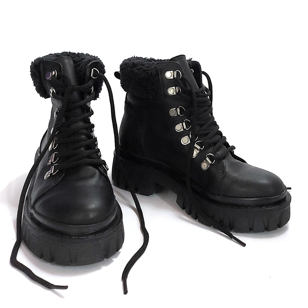 Botas Borcegos Cuero y Corderito Livianos Mujer Quica Pinamar