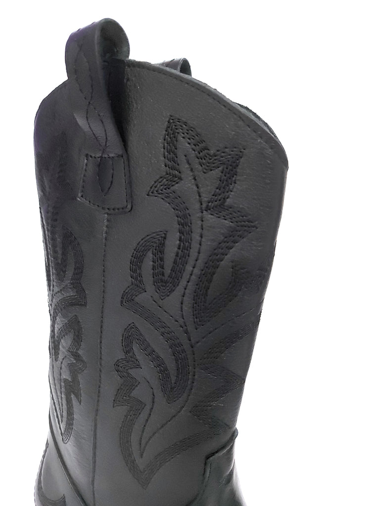 Botas Texanas Mujer Cuero Negro Bordadas Quica Tafi