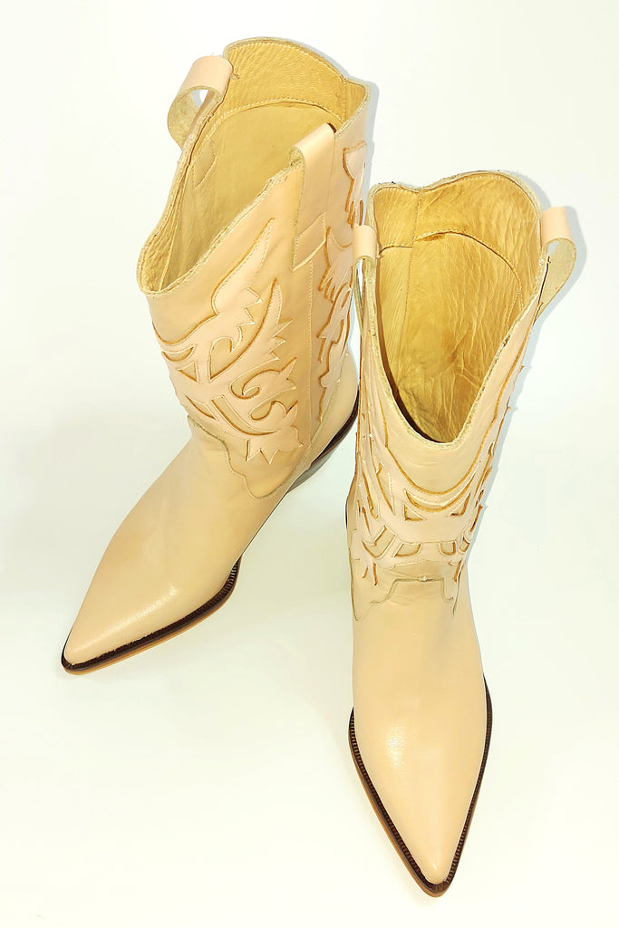 Texanas Botas Caña Alta Detalle Aplique Cuero Quica Caucete