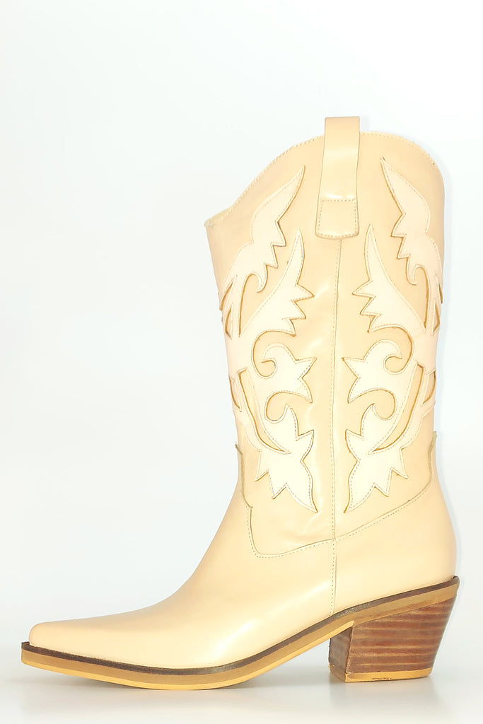Texanas Botas Caña Alta Detalle Aplique Cuero Quica Caucete