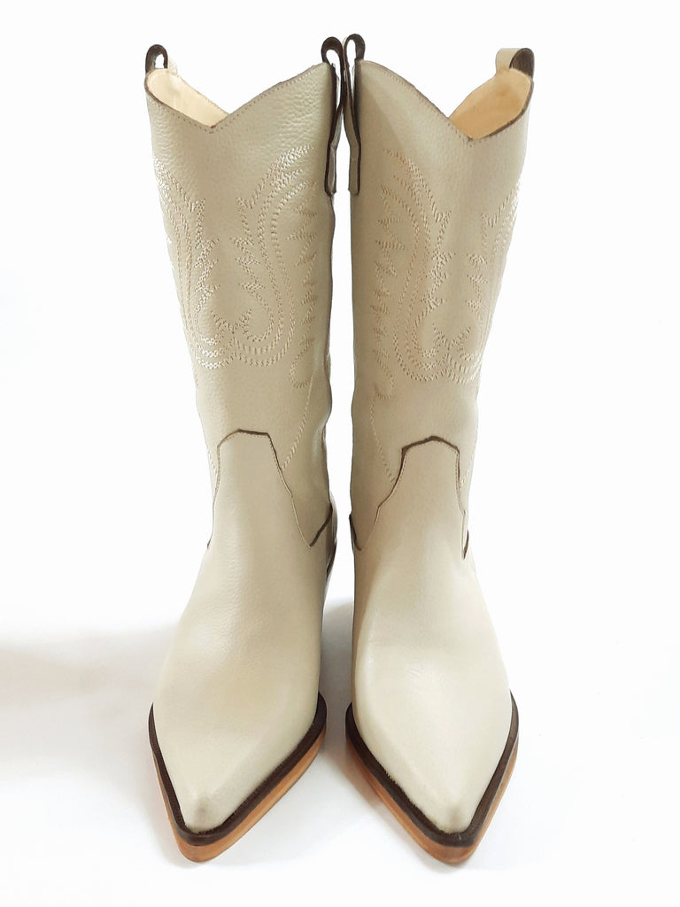 Botas Texanas Mujer Cuero Bordadas Quica Cardales