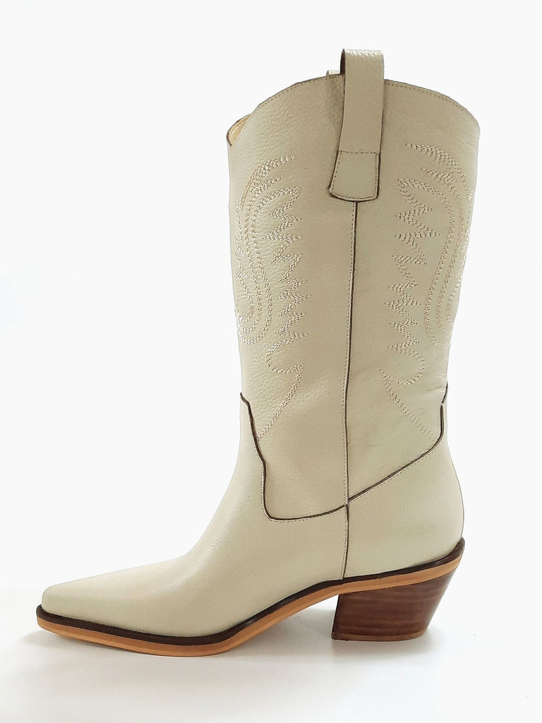 Botas Texanas Mujer Cuero Bordadas Quica Cardales
