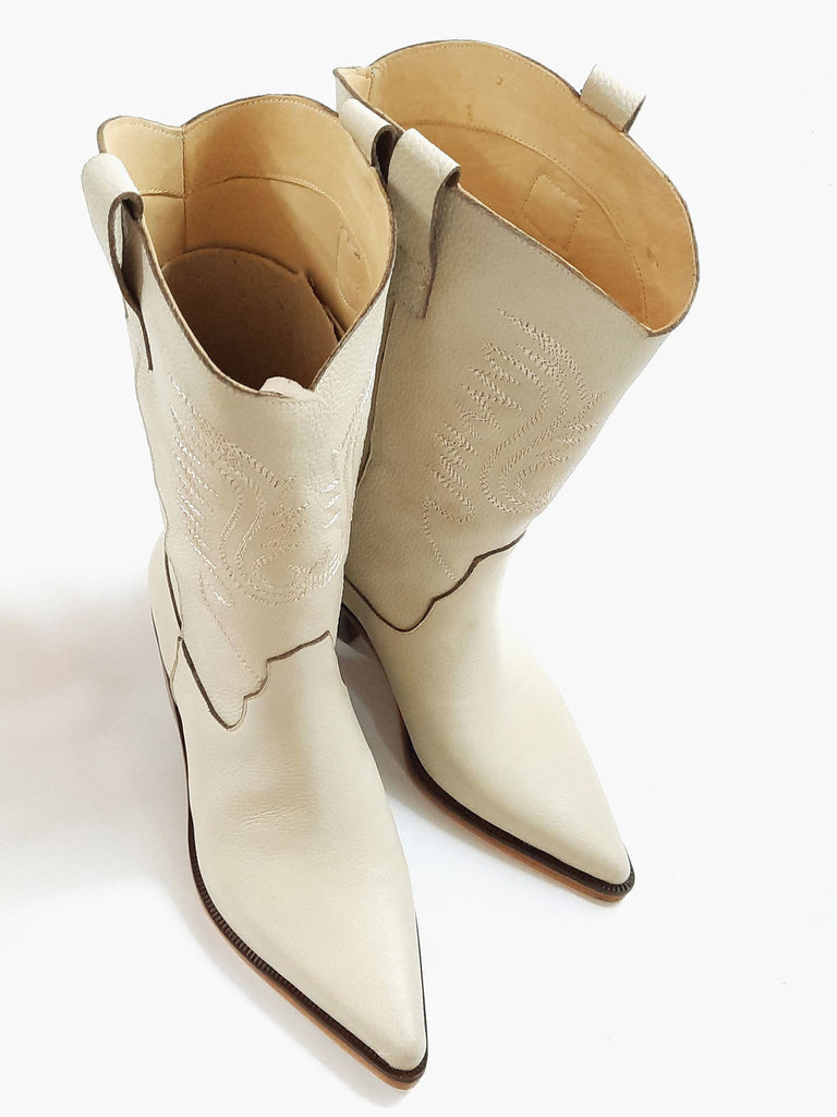 Botas Texanas Mujer Cuero Bordadas Quica Cardales