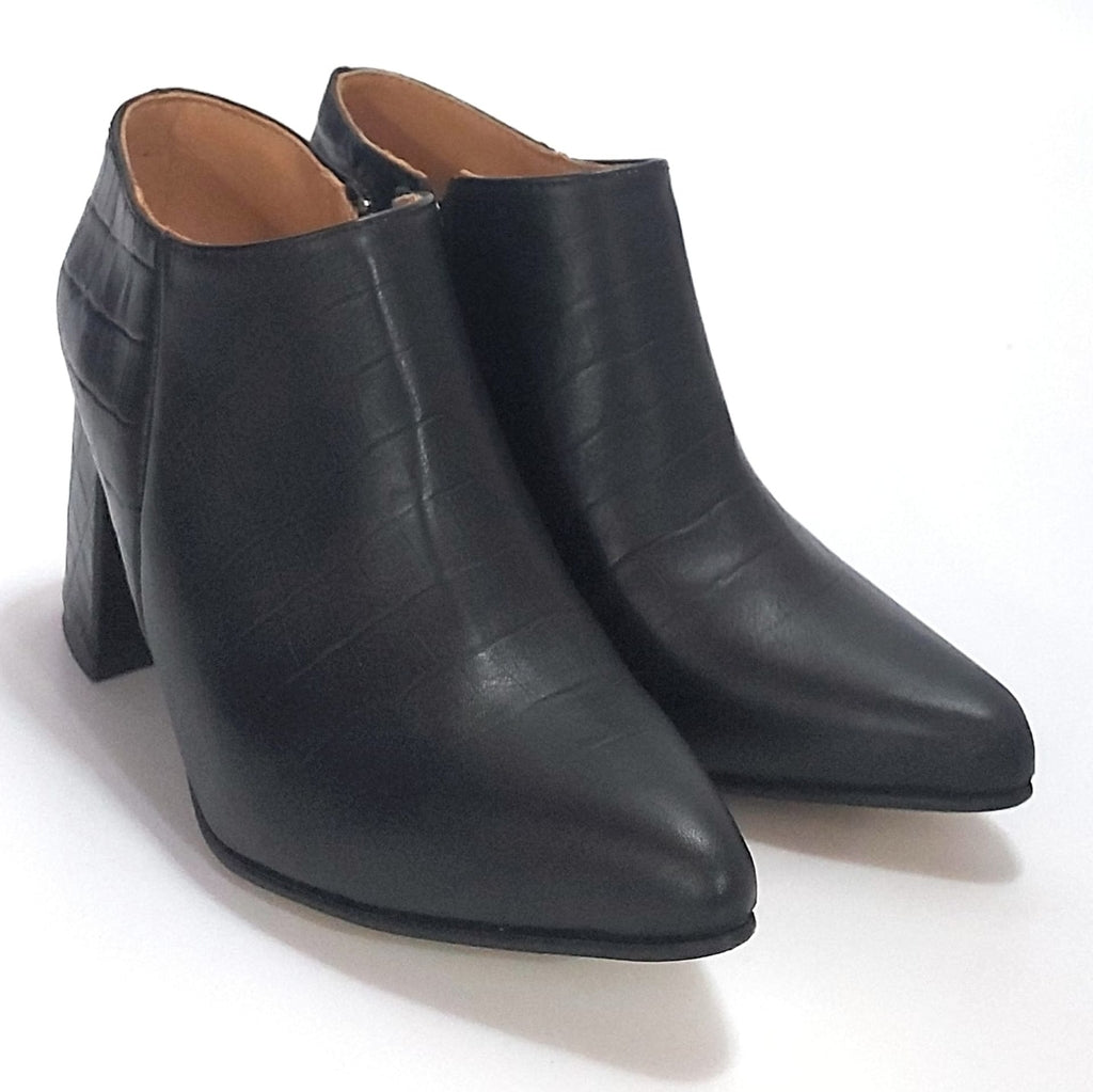 Botas Mujer Vestir Cuero Negro Taco Trapecio Quica Cayasta
