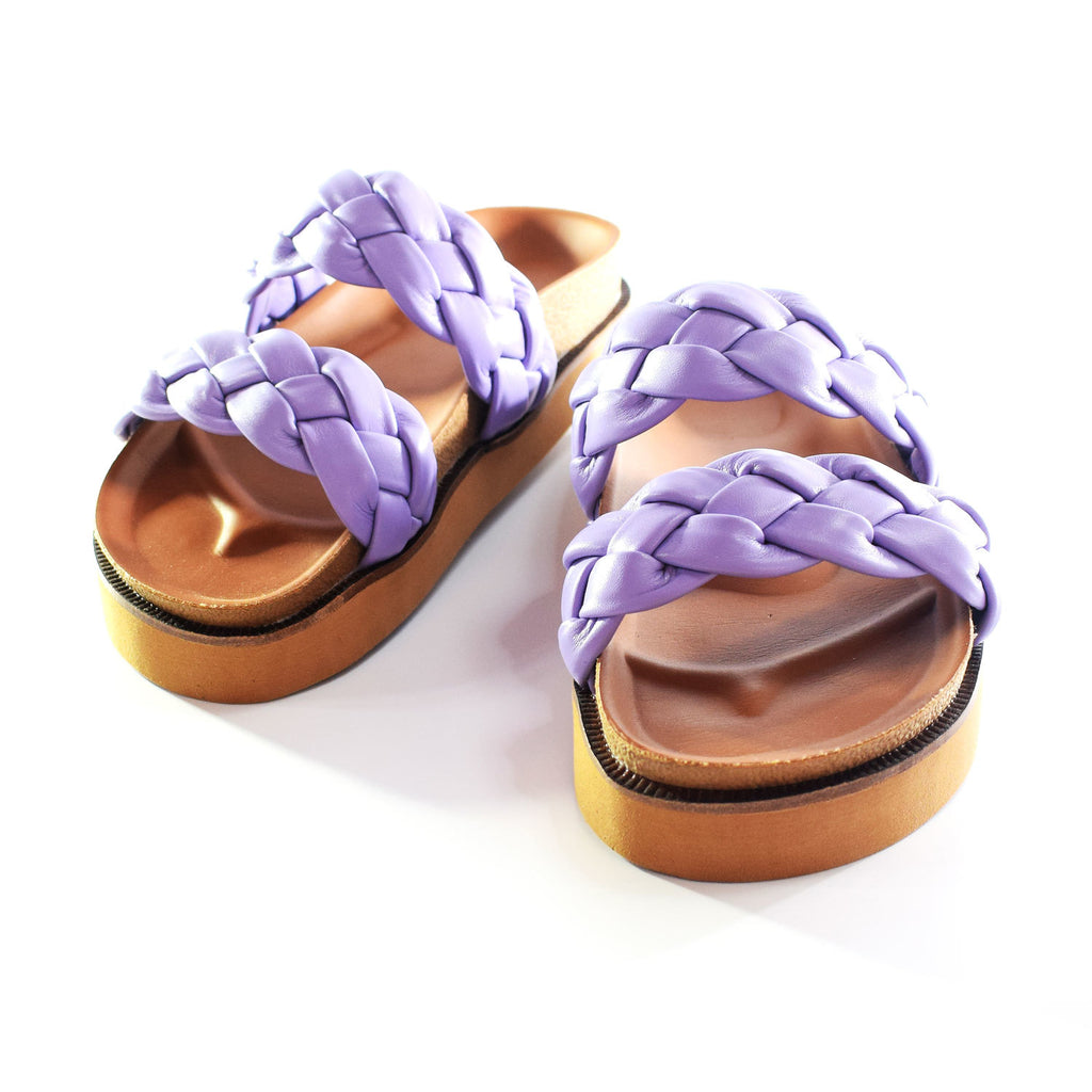 Sandalias Birk Trenza Tubo Cuero Negro Cómodas Quica Petrel