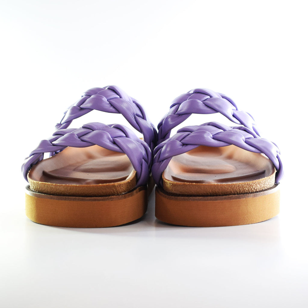 Sandalias Birk Trenza Tubo Cuero Negro Cómodas Quica Petrel