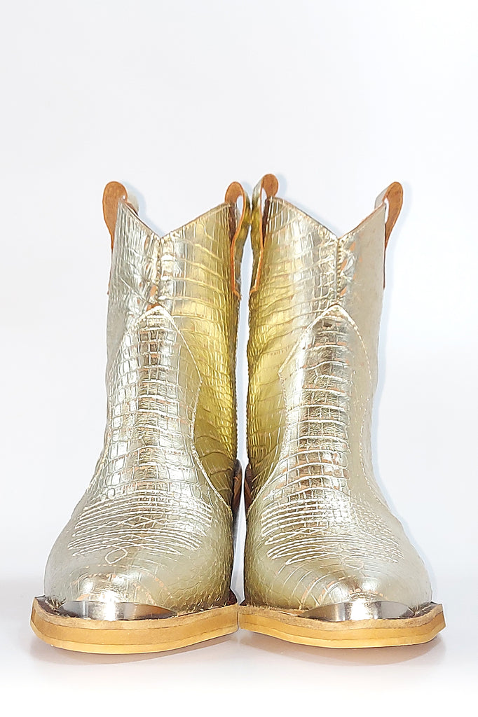 Texanas Entallada Cuero Crocco Metal Quica Quemu
