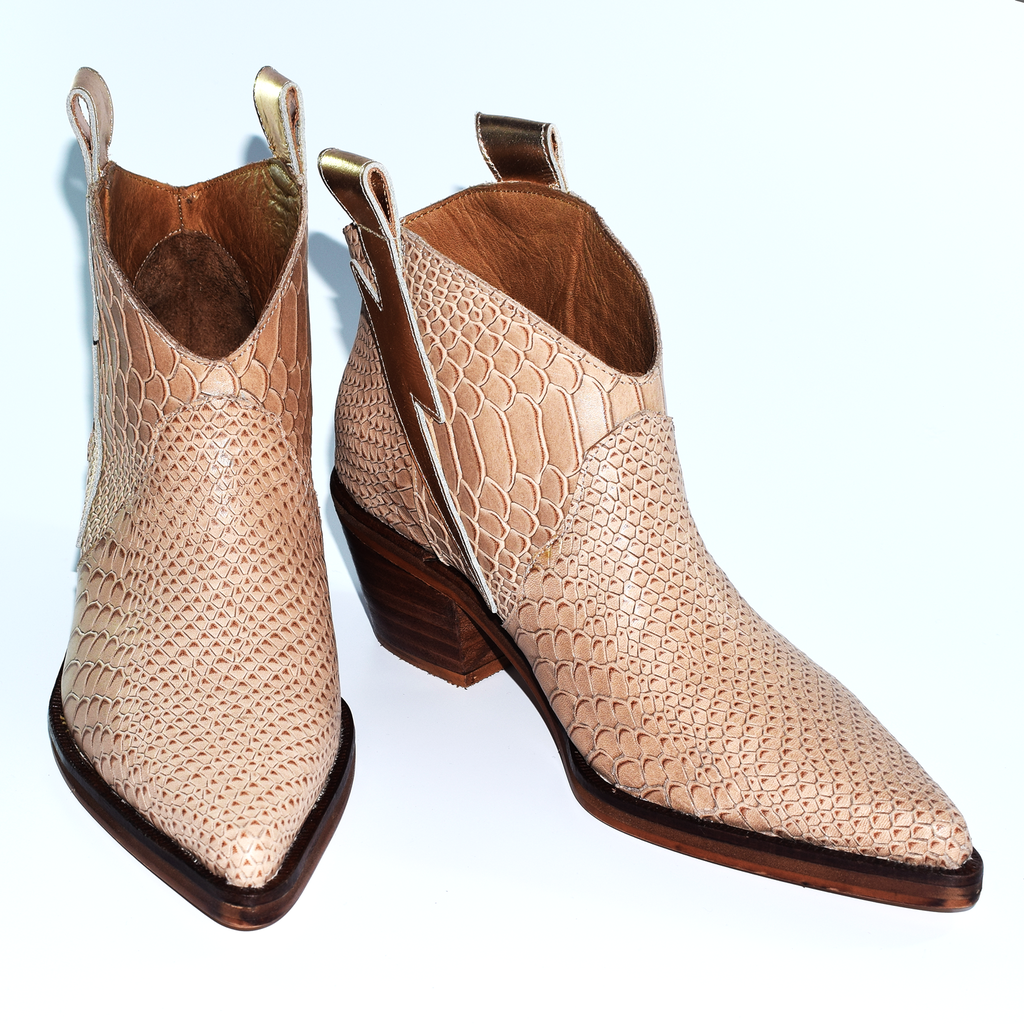 Botas Texanas Cortas Mujer Charros Cuero Rayo Quica Maitén