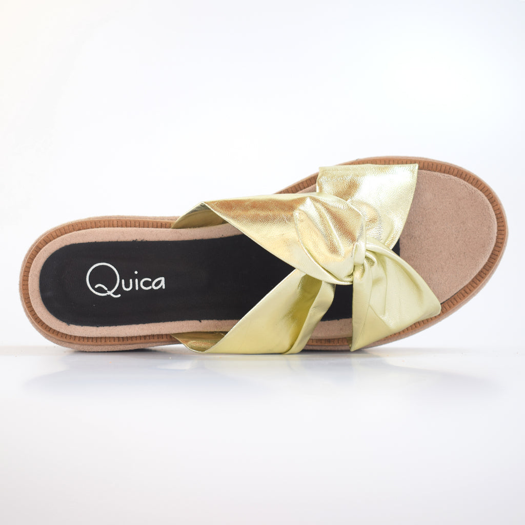 Plataformas Sandalias Cuero Platino Base Moda Tendencia Quica